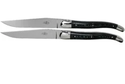 Forge De Laguiole T22MINTCNOI Negro Micarta Juego De Cuchillos Para Carne Pulidos De 2 Piezas