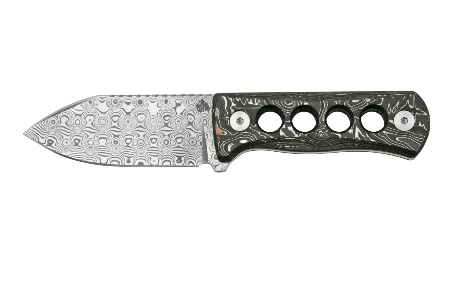QSP Knife Canary QS141-E Damascus, Aluminium Foil Carbon Fibre, Cuchillo De Cuello 3 QSP Knife Canary QS141-E Damascus, Aluminium Foil Carbon Fibre, Cuchillo De Cuello
