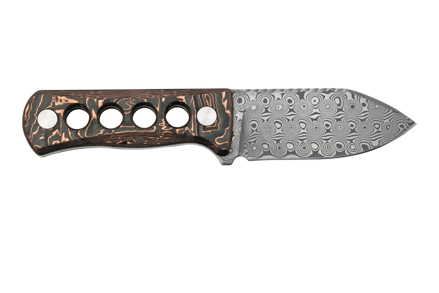 QSP Knife Canary QS141-F Damascus, Copper Foil Carbon Fibre, Cuchillo De Cuello 4 QSP Knife Canary QS141-F Damascus, Copper Foil Carbon Fibre, Cuchillo De Cuello - Imagen 2