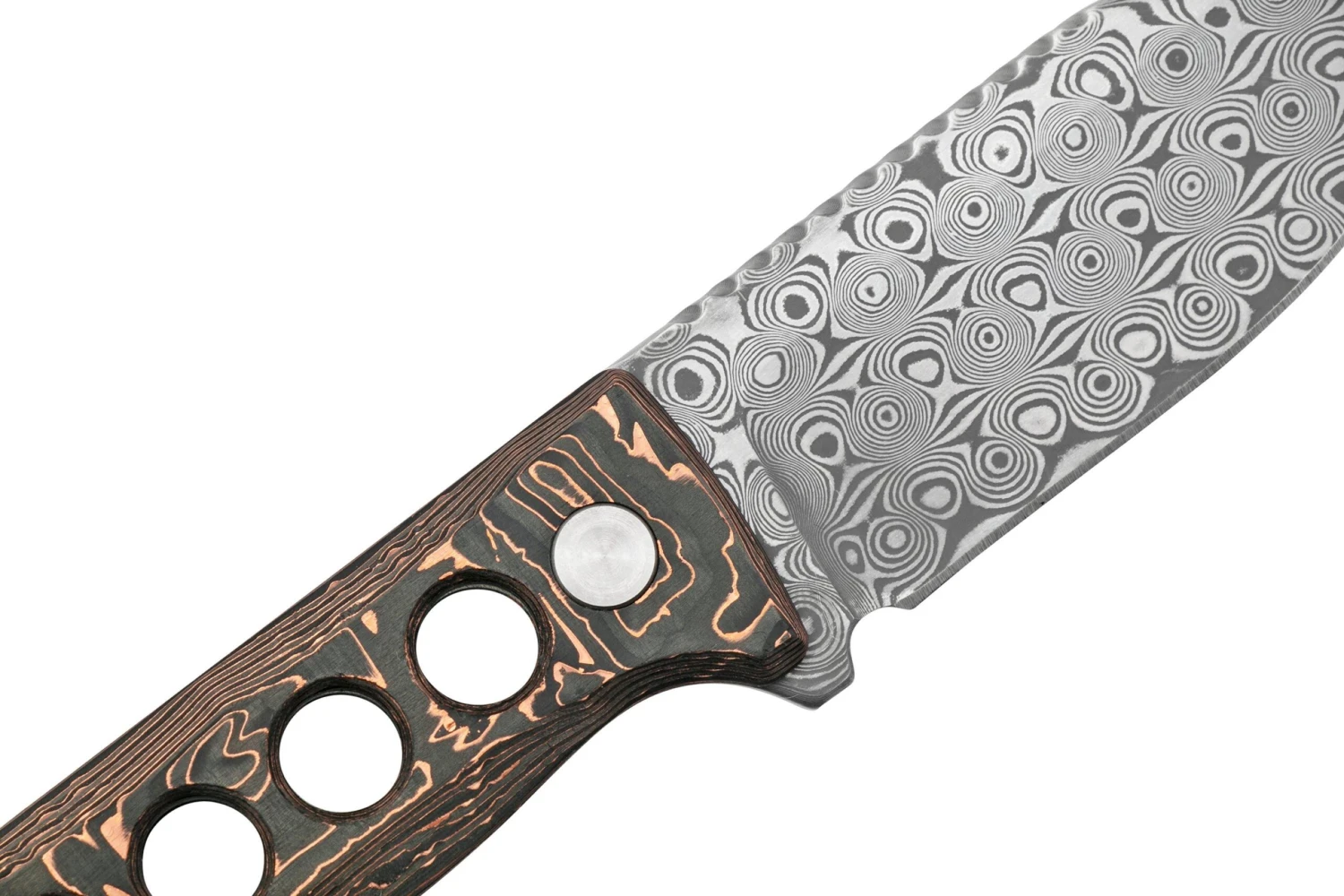 QSP Knife Canary QS141-F Damascus, Copper Foil Carbon Fibre, Cuchillo De Cuello 7 QSP Knife Canary QS141-F Damascus, Copper Foil Carbon Fibre, Cuchillo De Cuello - Imagen 5