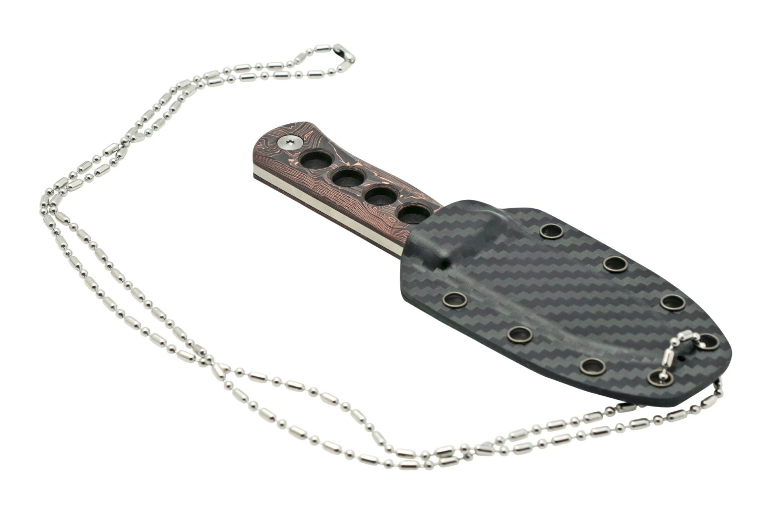 QSP Knife Canary QS141-F Damascus, Copper Foil Carbon Fibre, Cuchillo De Cuello 8 QSP Knife Canary QS141-F Damascus, Copper Foil Carbon Fibre, Cuchillo De Cuello - Imagen 6